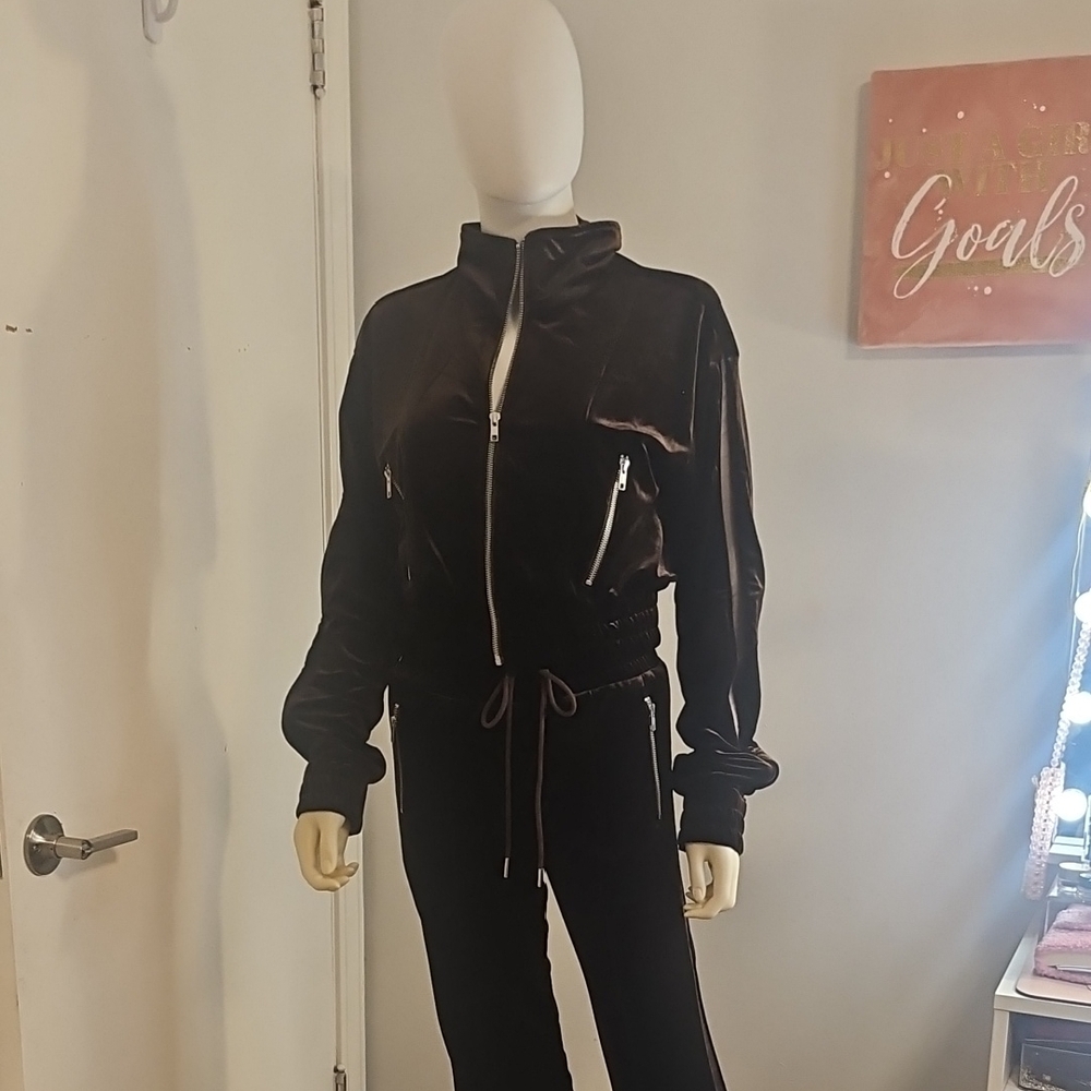 Brown Velvet Tracksuit